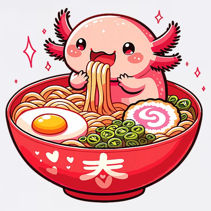 Cute Axolotl Eats Ramen Noodles Axolotls Ramen Garment-Dyed Sweatshirt
