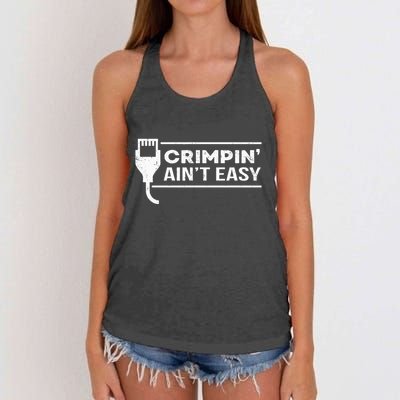 Crimpin Aint Easy Software Developer Pun It Women's Knotted Racerback Tank