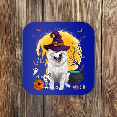 Cute American Eskimo Witch Pumpkin Halloween Dog Lover Gift Coaster