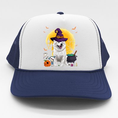 Cute American Eskimo Witch Pumpkin Halloween Dog Lover Gift Trucker Hat