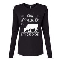 Cow Appreciation Eat More Chicken Funny Gift Cows Womens Cotton Relaxed Long Sleeve T-Shirt