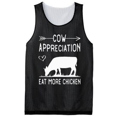 Cow Appreciation Eat More Chicken Funny Gift Cows Mesh Reversible Basketball Jersey Tank