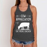 Cow Appreciation Eat More Chicken Funny Gift Cows Women's Knotted Racerback Tank