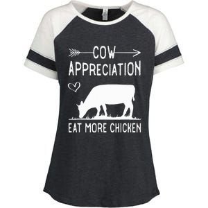 Cow Appreciation Eat More Chicken Funny Gift Cows Enza Ladies Jersey Colorblock Tee