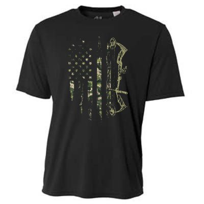 Camo American Flag Bowhunting Bow Archery Deer Hunting Gift  Cooling Performance Crew T-Shirt