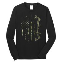 Camo American Flag Bowhunting Bow Archery Deer Hunting Gift  Long Sleeve Shirt