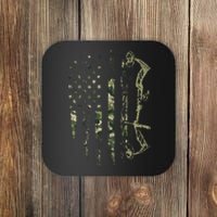 Camo American Flag Bowhunting Bow Archery Deer Hunting Gift  Coaster