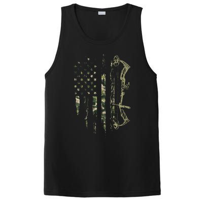 Camo American Flag Bowhunting Bow Archery Deer Hunting Gift  PosiCharge Competitor Tank