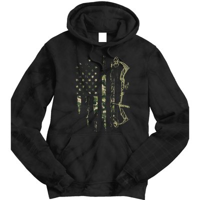 Camo American Flag Bowhunting Bow Archery Deer Hunting Gift  Tie Dye Hoodie