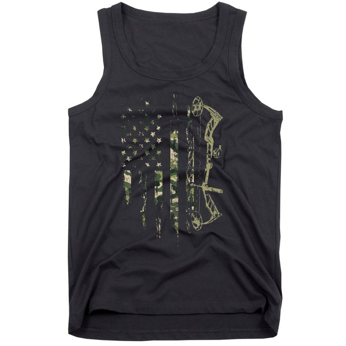 Camo American Flag Bowhunting Bow Archery Deer Hunting Gift  Tank Top