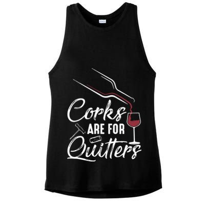 Corks Are For Quitters Funny Wine Drinking Team Festival Ladies PosiCharge Tri-Blend Wicking Tank