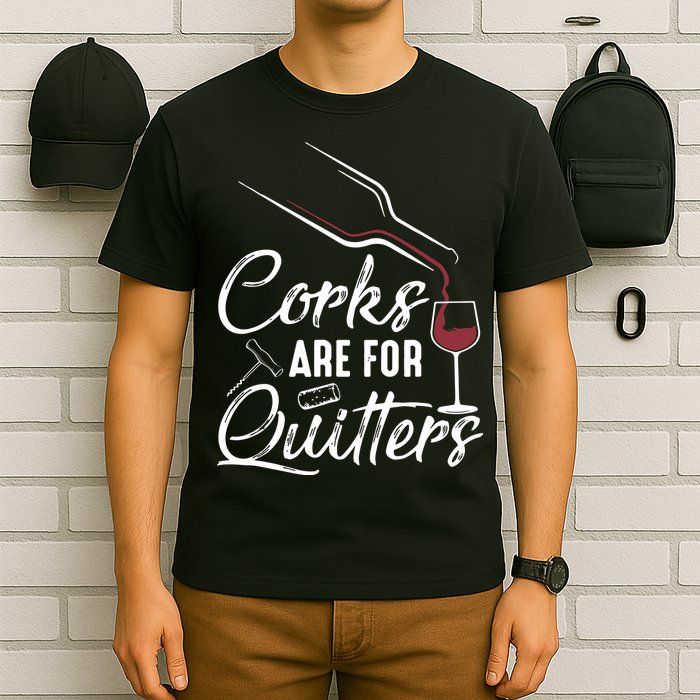 Corks Are For Quitters Funny Wine Drinking Team Festival T-Shirt