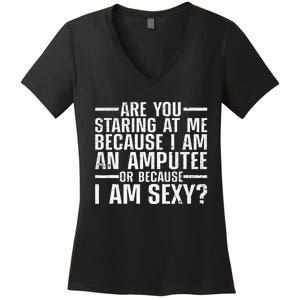 Cool Ampu For Men Women Leg Amputation Handicapped Sexy Women's V-Neck T-Shirt