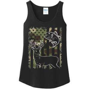 Camouflage American Flag Fishing Hunting Hunter Deer Fish Ladies Essential Tank