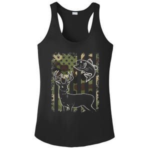 Camouflage American Flag Fishing Hunting Hunter Deer Fish Ladies PosiCharge Competitor Racerback Tank