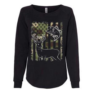 Camouflage American Flag Fishing Hunting Hunter Deer Fish Womens California Wash Sweatshirt