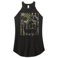 Camouflage American Flag Fishing Hunting Hunter Deer Fish Women's Perfect Tri Rocker Tank