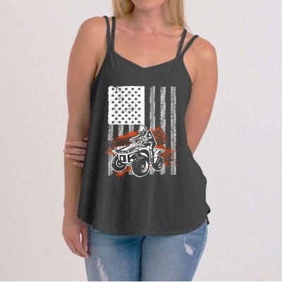 Cool ATV For Adult Quad Racing Squad USA Flag 4 Wheeler Women's Strappy Tank