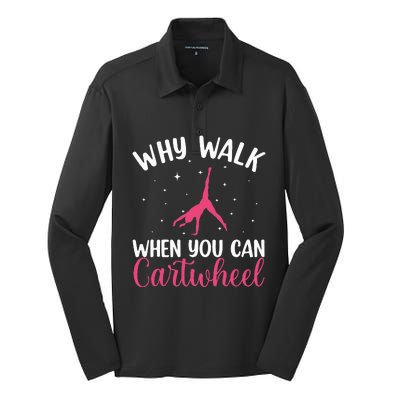 Cartwheel Art For Gymnast Gymnastics Tumbling Silk Touch Performance Long Sleeve Polo