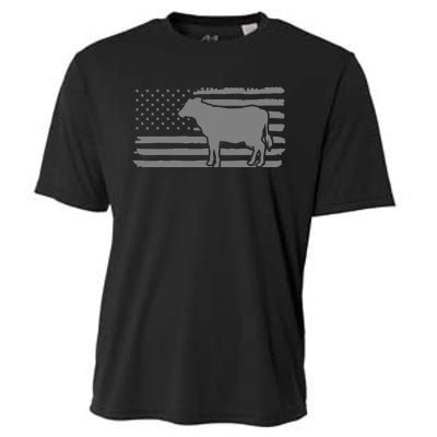 Cow American Flag with Cow Vintage Look Patriotic Famer Cooling Performance Crew T-Shirt