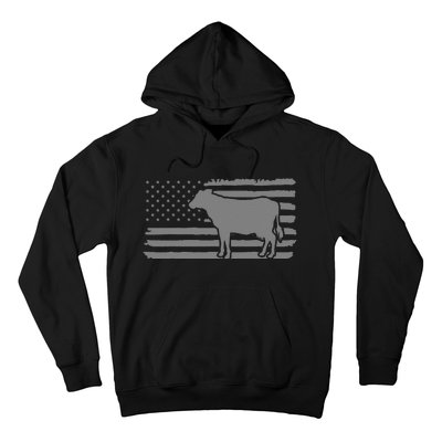 Cow American Flag with Cow Vintage Look Patriotic Famer Hoodie