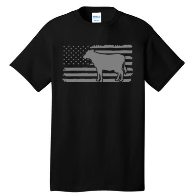 Cow American Flag with Cow Vintage Look Patriotic Famer Tall T-Shirt