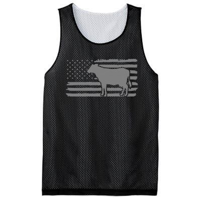 Cow American Flag with Cow Vintage Look Patriotic Famer Mesh Reversible Basketball Jersey Tank