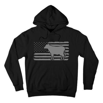 Cow American Flag with Cow Vintage Look Patriotic Famer Tall Hoodie