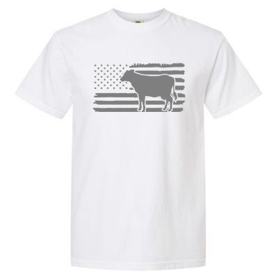 Cow American Flag with Cow Vintage Look Patriotic Famer Garment-Dyed Heavyweight T-Shirt