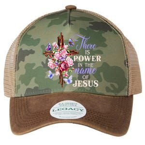 Cross And Flower There Is Power In The Name Of Jesus Christ Legacy Tie Dye Trucker Hat