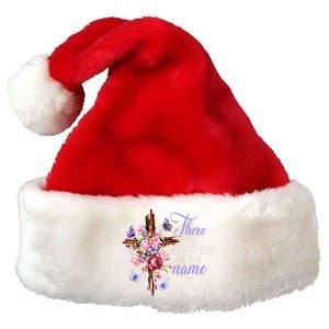 Cross And Flower There Is Power In The Name Of Jesus Christ Premium Christmas Santa Hat