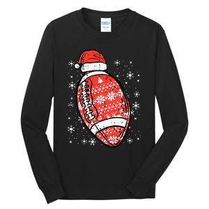 Christmas American Football Santa Xmas Sports Tall Long Sleeve T-Shirt