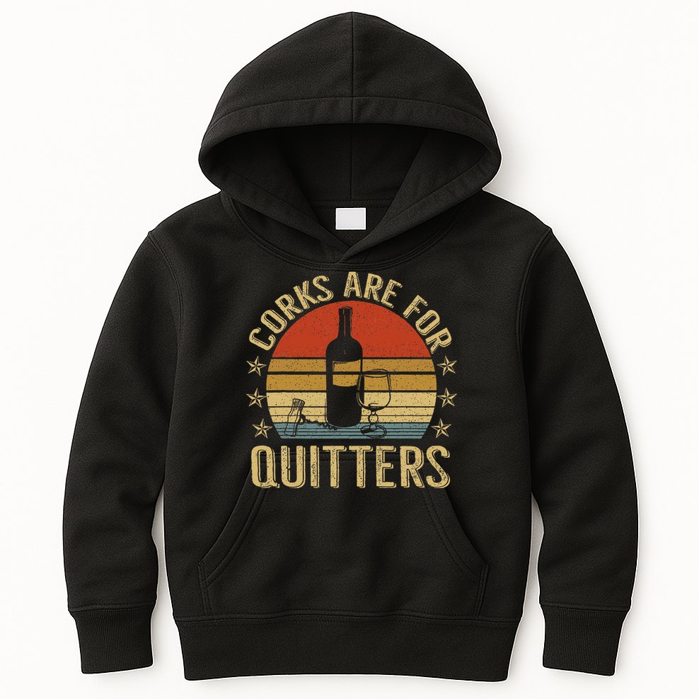 Corks Are For Quitters Wine Liquor Lover Funny Drinking Team Kids Hoodie