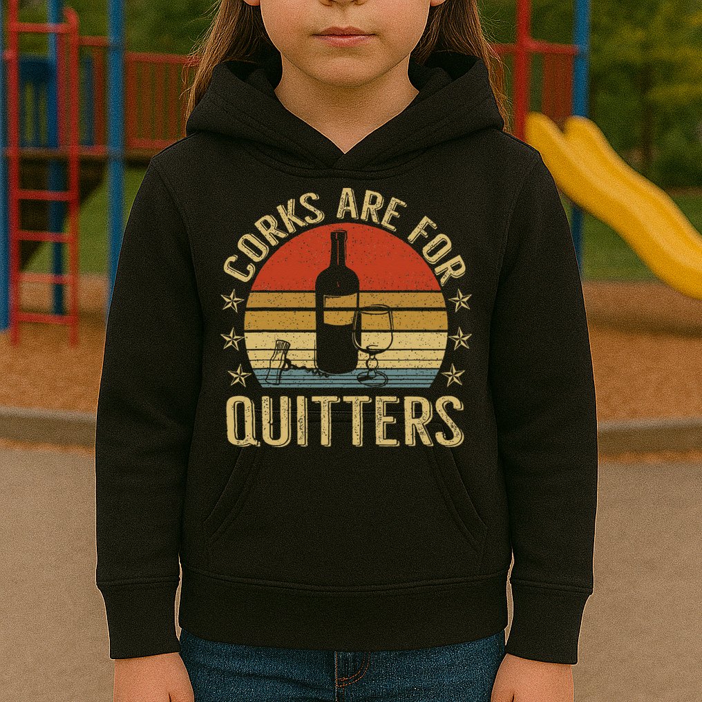 Corks Are For Quitters Wine Liquor Lover Funny Drinking Team Kids Hoodie