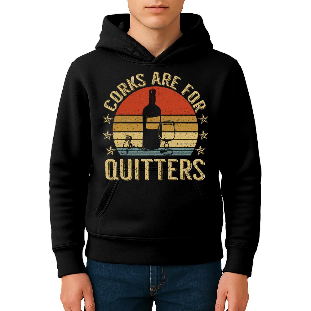 Corks Are For Quitters Wine Liquor Lover Funny Drinking Team Kids Hoodie