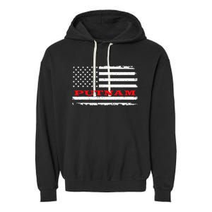 Connecticut American Flag Putnam Usa Patriotic Souvenir Garment-Dyed Fleece Hoodie