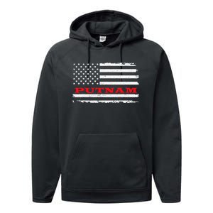 Connecticut American Flag Putnam Usa Patriotic Souvenir Performance Fleece Hoodie