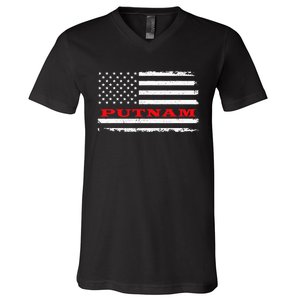 Connecticut American Flag Putnam Usa Patriotic Souvenir V-Neck T-Shirt