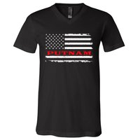 Connecticut American Flag Putnam Usa Patriotic Souvenir V-Neck T-Shirt