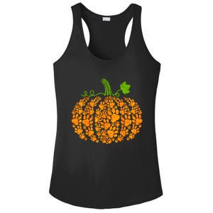 Cute Autumn Fall Pumpkin Dog Cat Paw Print Halloween Gift Ladies PosiCharge Competitor Racerback Tank