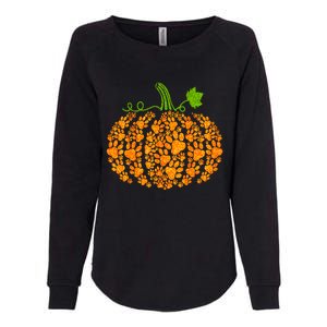 Cute Autumn Fall Pumpkin Dog Cat Paw Print Halloween Gift Womens California Wash Sweatshirt