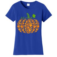 Cute Autumn Fall Pumpkin Dog Cat Paw Print Halloween Gift Women's T-Shirt