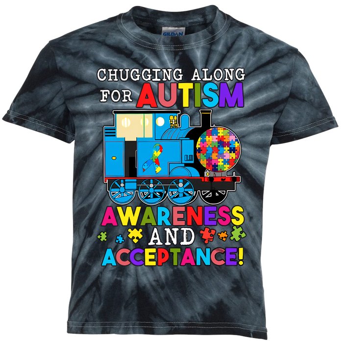 Chugging Along For Autism And Acceptance Be Unique Autism Support Kids Tie-Dye T-Shirt