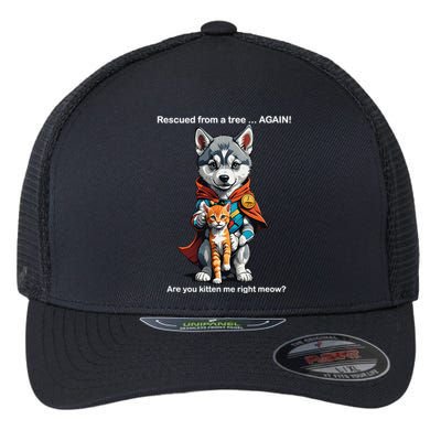 Cute Adorable Funny Gift Superhero Husky Puppy Cartoon Humor Flexfit Unipanel Trucker Cap