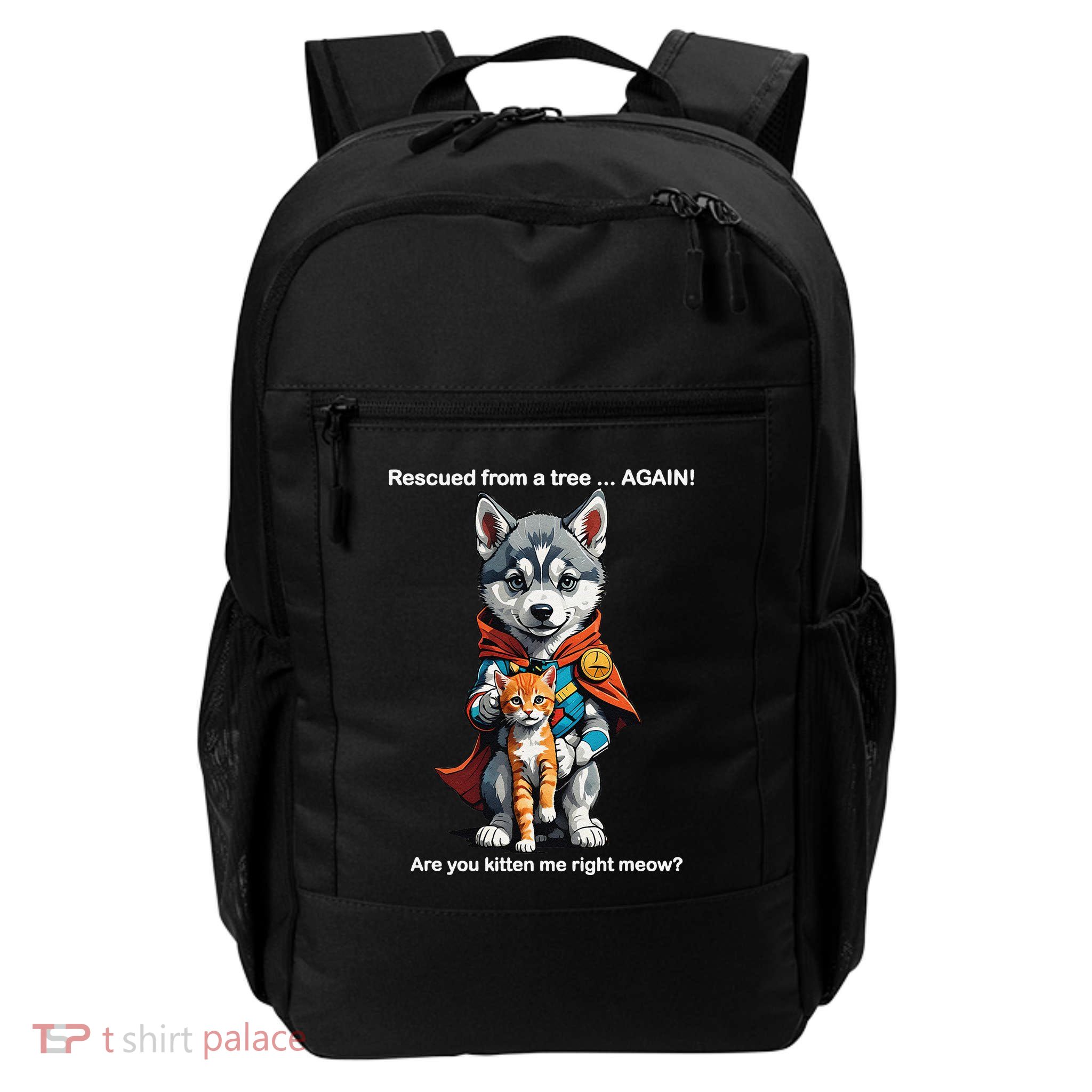 Cute Adorable Funny Gift Superhero Husky Puppy Cartoon Humor Backpack
