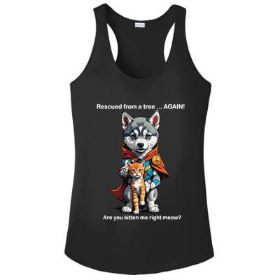 Cute Adorable Funny Gift Superhero Husky Puppy Cartoon Humor Ladies PosiCharge Competitor Racerback Tank