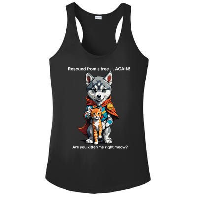 Cute Adorable Funny Gift Superhero Husky Puppy Cartoon Humor Ladies PosiCharge Competitor Racerback Tank