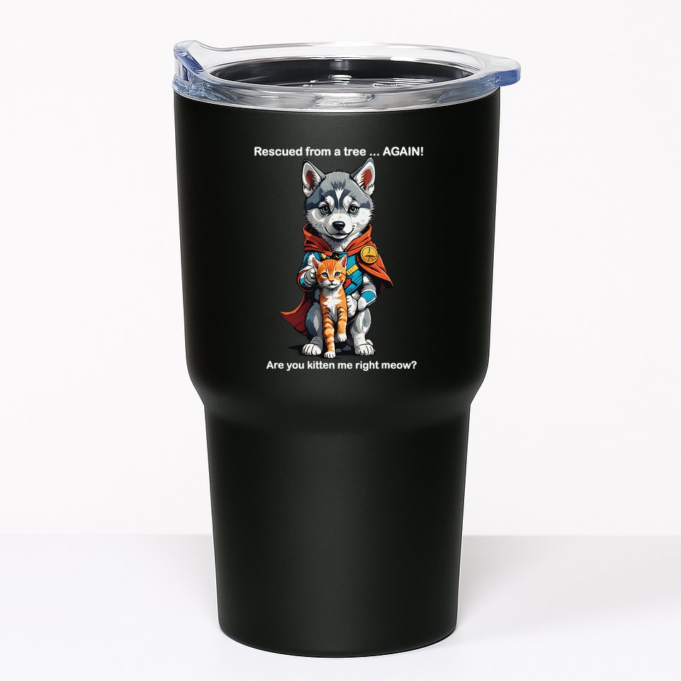 Cute Adorable Funny Gift Superhero Husky Puppy Cartoon Humor Tumbler