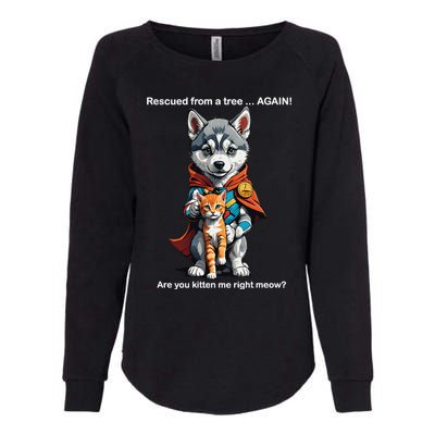 Cute Adorable Funny Gift Superhero Husky Puppy Cartoon Humor Womens California Wash Sweatshirt