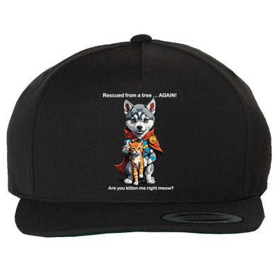 Cute Adorable Funny Gift Superhero Husky Puppy Cartoon Humor Wool Snapback Cap